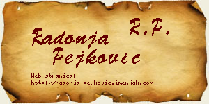 Radonja Pejković vizit kartica